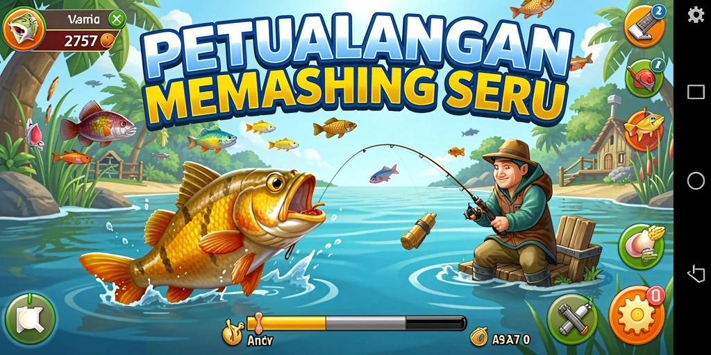 Menunjukkan gameplay seru di 2757 saat menangkap ikan.