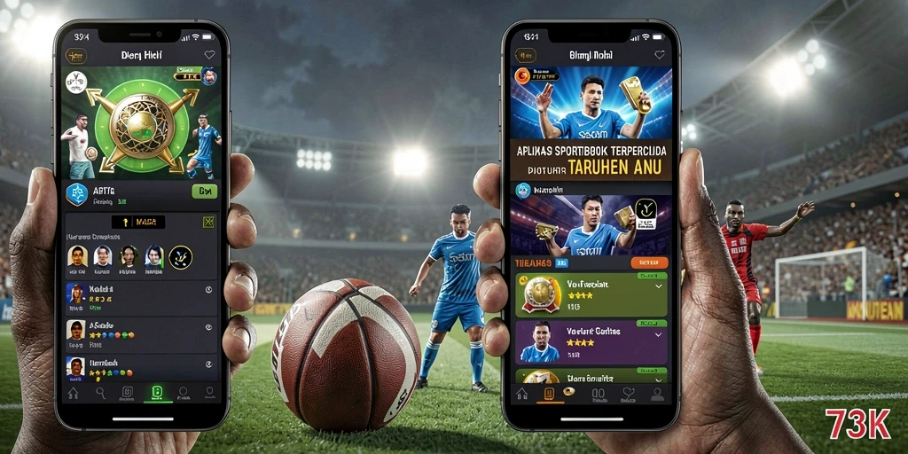 Tampilan utama <strong>73K</strong> dengan fitur taruhan olahraga yang menarik.