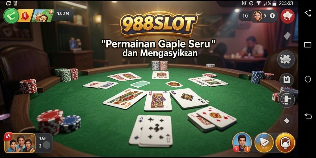 Screenshot gameplay 988SLOT yang menunjukkan suasana kompetitif permainan Gaple.