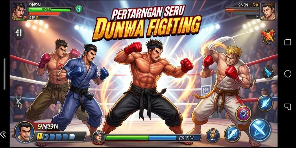 Tampilan gameplay seru dalam pertarungan 9N9N.