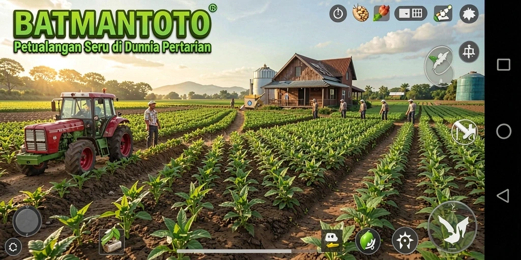 Screenshot gameplay menampilkan suasana pertanian yang menawan.