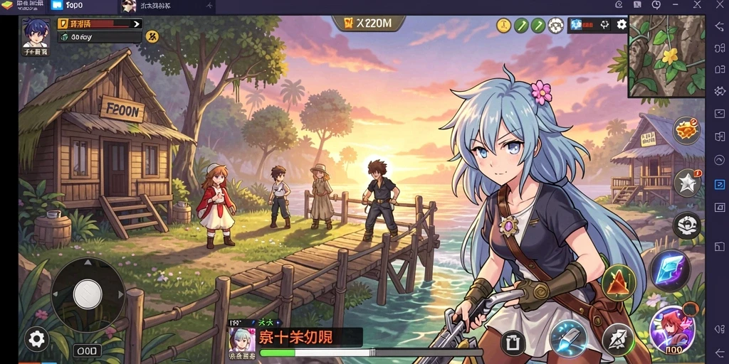 Screenshot F200M menampilkan karakter anime dalam aksi yang mendebarkan.