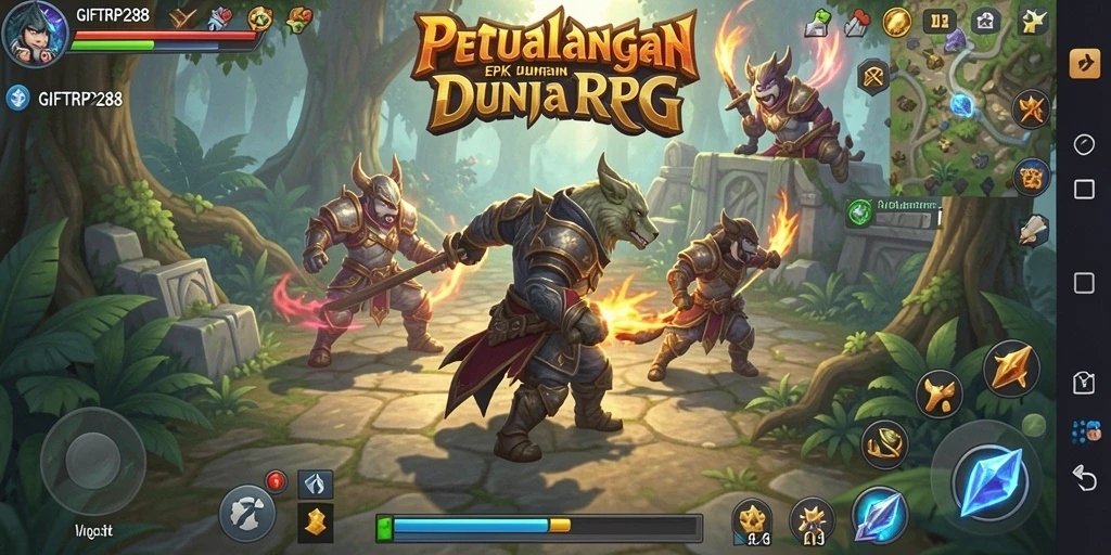 Tangkapan layar utama GIFTRP288 yang menunjukkan aksi gameplay RPG yang mendebarkan.