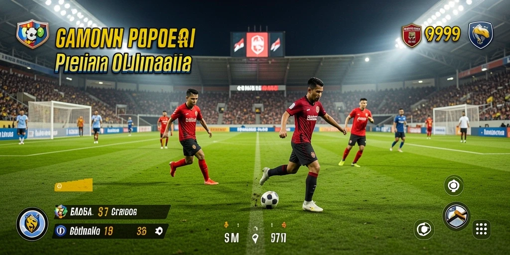 Tampilan gameplay GIM999 yang intens di lapangan sepak bola.