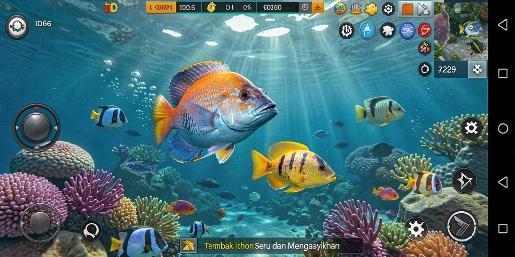 Screenshot menunjukkan momen seru dalam permainan Tembak Ikan.