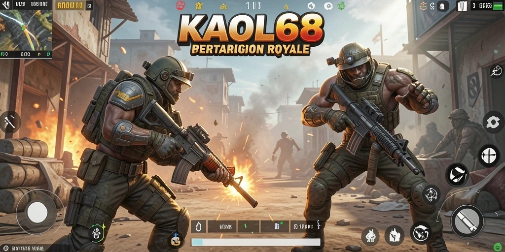 Screenshot gameplay KAOL68 menampilkan aksi Battle Royale yang intens.