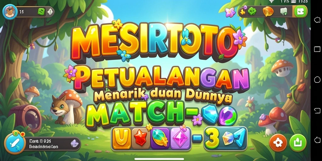 Screenshot gameplay MESIRTOTO yang menunjukkan kombinasi warna-warni dalam Match-3.