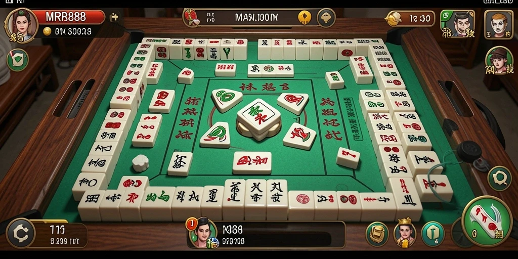 Screenshot utama MR888 menampilkan gameplay Mahjong yang menegangkan.