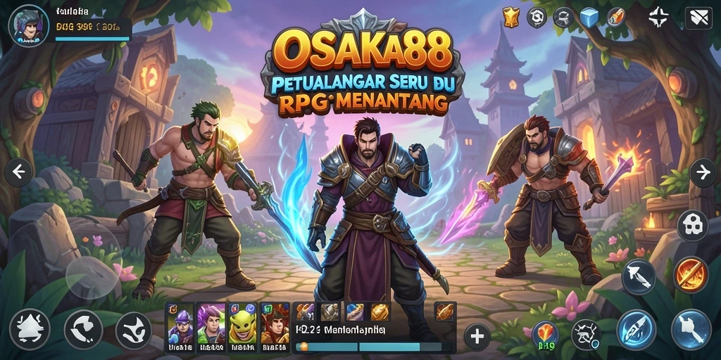 Tampilan gameplay OSAKA88 menampilkan pertempuran epik di dunia fantasi.