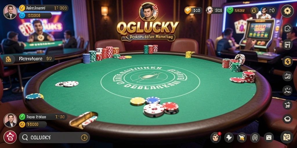 Screenshot QGLUCKY menampilkan momen seru dalam permainan poker.