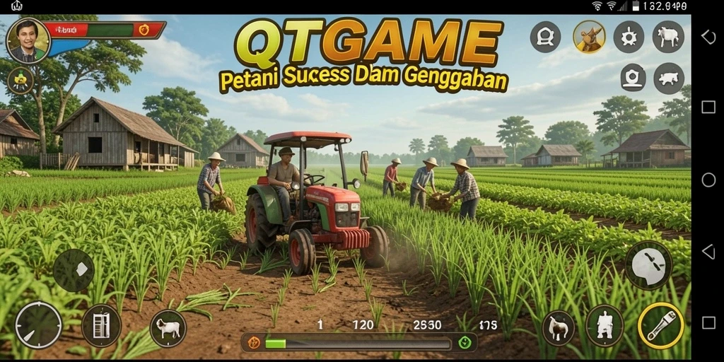 Tangkapan layar QTGAME menampilkan gameplay bertani yang seru dan interaktif.