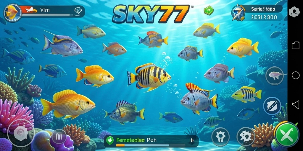 Tampilan menarik dari gameplay Tembak Ikan di SKY77.