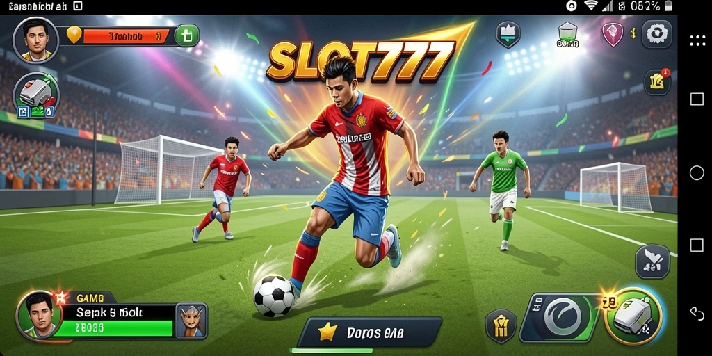 Tampilan gameplay SLOT777 yang menegangkan dengan aksi sepak bola nyata.
