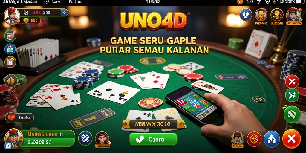 Tangkapan layar gameplay <strong>UNO4D</strong> yang menampilkan suasana seru permainan Gaple.